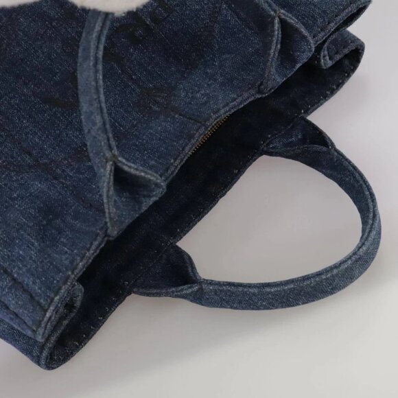 PRADA Canapa PM Hand Bag Denim Blue Gold Auth am7316V - Picture 8 of 15